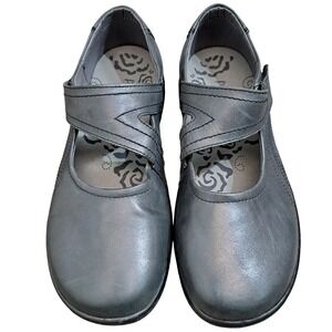 Propet Mary Jane Shoes Women's Size 9.5 EE Gray Leather Strap Comfort Clog Style